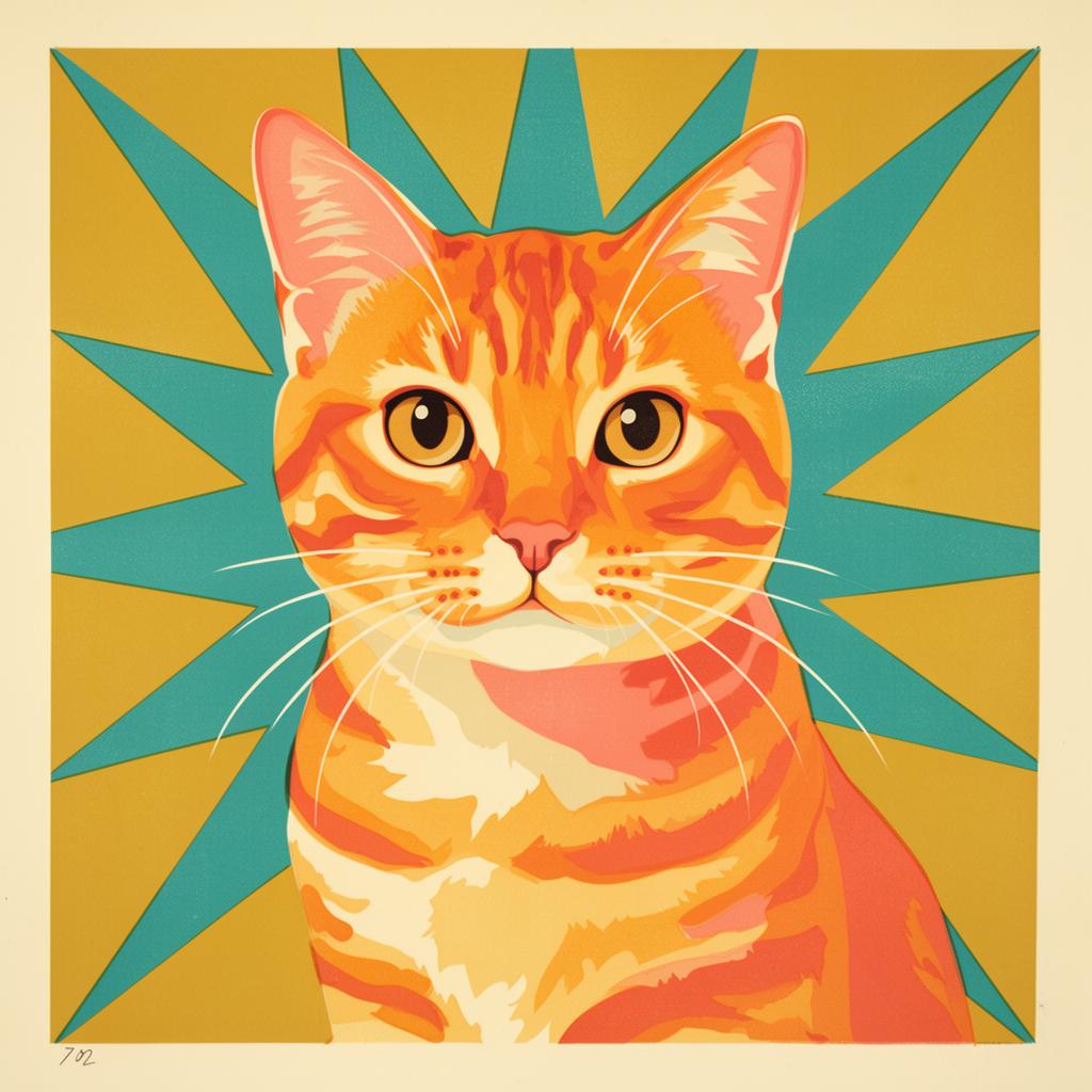 Mid-century pop cat portrait