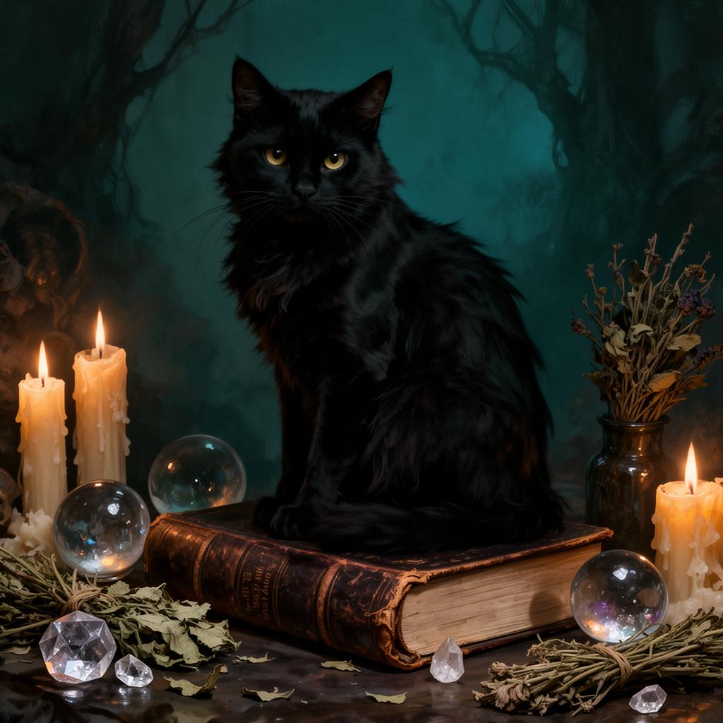 Witch's familiar cat portrait